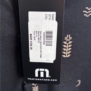 Travis Mathew Black Shirt with Cream Leaf Accents